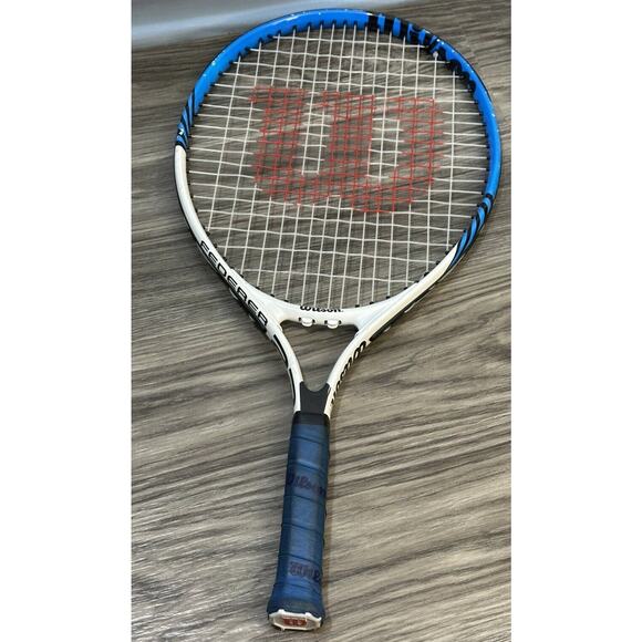 Wilson Federer 23 Edition Tennis Raquet 3 5/8 Black Blue White - Picture 6 of 10